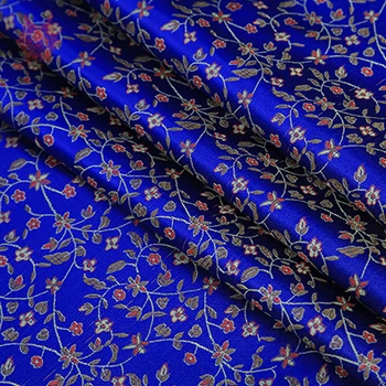 Sielovados stiliaus elegantiškas oranžinė mėlyna gėlių žakardo brokatas audinio suknelė kailis audinys audinys siuvimo telas tecidos SP4401