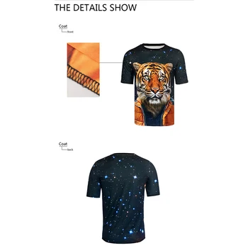 FORUDESIGNS Didmeninė Vyrų 3d Atspausdintas t-shirt Cool Leopard Trumpas Rankovėmis Atsitiktinis Marškinėliai Moterų Kultūrizmo Drabužiai Plius Dydis