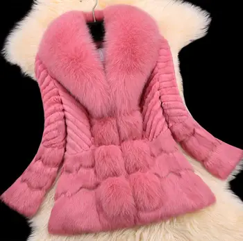 2017 m. Rudens ir Žiemos paltai šiltas Naujas Silver Fox Fur coat viršutiniai moteriški mados kailių paltai, plius dydis S-XXXL natūralus kailis