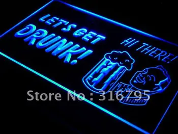 S014 Let ' s Get Drunk Bar Pub Alaus LED Neon Light Pasirašyti On/Off Jungiklis 20+ Spalvos, 5 Dydis