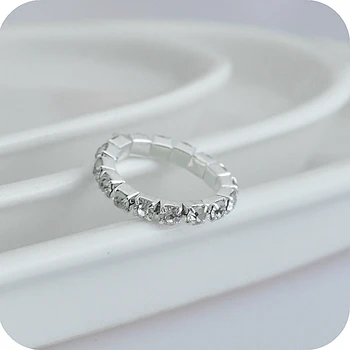 Vestuviniai Žiedai Moterims BINQINGZI BRAND Crystal Žiedą, Elastinga reguliuojamas Žiedas