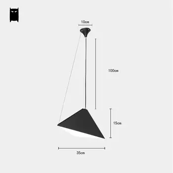 Matinis Baltas Juodas Geležies Geometrijos Trikampis Pakabukas Šviesos Rungtynių Šiaurės Minimalistinio Kabinti Lubų Lempa Projektavimas, Valgomasis, Baras