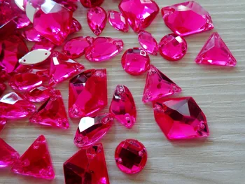 300pcs mišrios formos, dydžio Rose red crystal siūti cirkonio Akrilo prarasti Karoliukų, rankų siuvimo masės
