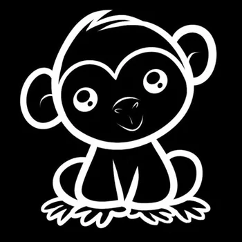 12.3*13.6 CM Lovely Baby Monkey Automobilių Stilius Lango Lipdukas Cartoon Automobilių Lipdukai Priedai Juoda/Sidabrinė C9-2239