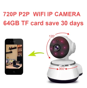 64Gb išsaugoti 30day PTZ kamera judesio aptikimo signalizacijos kūdikio stebėjimo KAMERA HD720P IP Wifi vaizdo Kamera IR Supjaustyti P2P cctv Naktinio Matymo V380