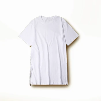 Medvilnė hip hop pusėje užtrauktukas ilgai marškinėliai mados dizaino ūdomis t-shirt vyrai ūgio marškinėlius viršuje tees