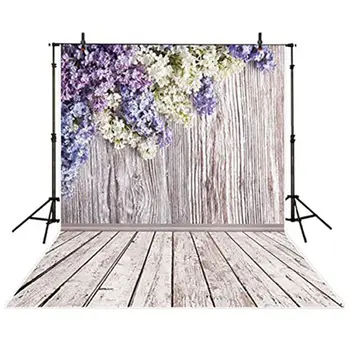 3x5ft Vinilo Fotografijos fonas gėlių žiedlapis su medinių sienų spalvinga gėlių fone foto studija kabina