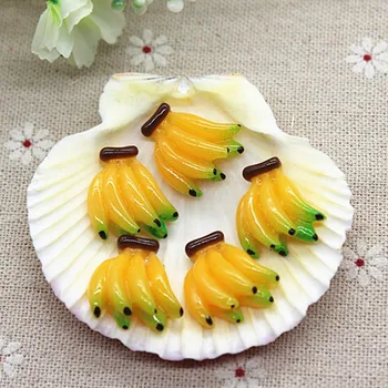 10vnt Kawaii Netikrą Vaisių, Bananų Dervos Miniatiūrinės Maisto Meno Tiekimo Flatback Cabochon 