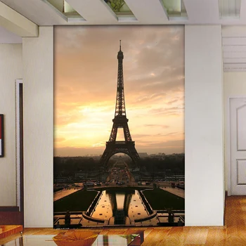 Custom 3D foto tapetai šiuolaikinės kraštovaizdžio sutemų Eifelio Bokšto sienos Tapetai 3 d papel de parede