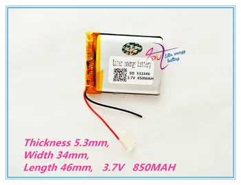 Litro energijos baterijos 533446 3.7 V 850 mah Ličio polimerų Akumuliatorius Su Apsaugos Valdybos GPS Tablet PC Digital Produktus