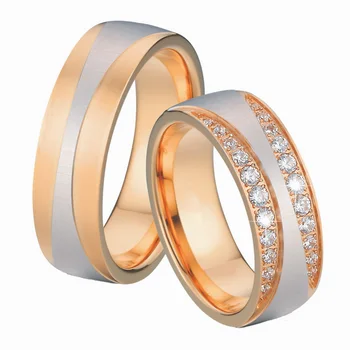 Mėgėjams Aljanso Vestuvių Juostoje-Osioms Žiedai JAV Europa Stiliaus rožinė Aukso spalvos Pora Žiedai Vyrams ir Moterims