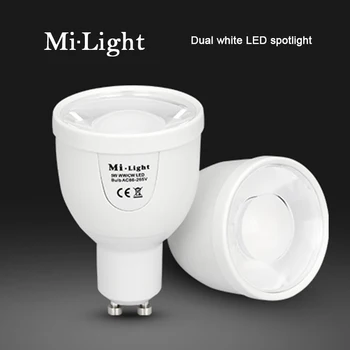 Milight WIFI GU10 FUT011 CT dural balta pritemdomi 2.4 G led lemputė 5W LED Lemputė kontrolės nuotolinio arba 