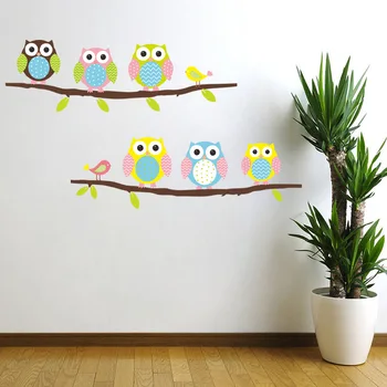 Gyvūnų animacinių filmų pelėda medyje vinilo sienos lipdukai vaikams kambariai berniukai mergaitės namų dekoro sofa gyvenimo sienų lipdukai vaikų lipdukas tapetai