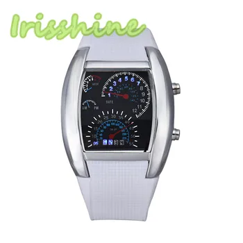 Irissshine #0092 pora Mados Aviacijos Turbo Dial Flash LED Laikrodį Dovanų Mens Lady Automobilių Sporto Metrų Aukštos kokybės Naujas Atvykimas