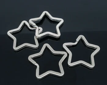 DoreenBeads 10 Sidabro Tonas Star Split Žiedai, Raktų pakabukai 35x33mm (B05284), yiwu