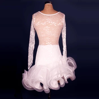 M. Naujos stiliaus lotynų šokių kostiumas nėrinių ilgomis rankovėmis lotynų šokių suknelė moterims lotynų šokių konkurencijos suknelės S-4XL