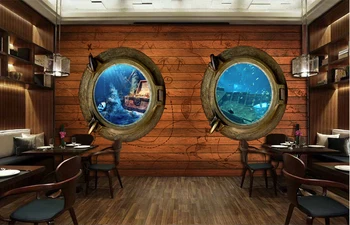 Foto tapetai, 3D stereo piratų povandeninio pasaulio tapetai restoranas tapetai, vaikų kambario tapetai, freskos