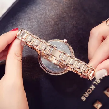 Mados Kvarco Žiūrėti Moterų Suknelė Laikrodžiai Reloj Mujer 2018 Prabanga Rose Gold Crystal Ponios Laikrodis Laikrodis Montre Femme Hodinky