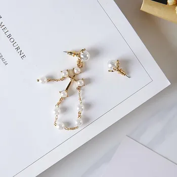 AE-CANFLY 2018 naujausias korėjos Nereguliarios visą pearl kryžiaus auskarai mados lašas auskarai pendientes papuošalai dovana