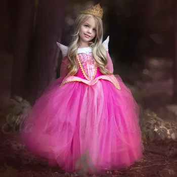 Miegančioji gražuolė princesė suknelės vaikams Pink šalis suknelės aurora Ilgas vasaros suknelė 201 Vaikų, cosplay Kostiumai, Suknelės