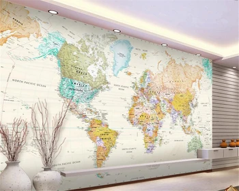 Beibehang Klasikinis mados fono sienos popierius prabangus šviesios spalvos, versija pasaulio žemėlapyje, dekoratyvinis dažymas