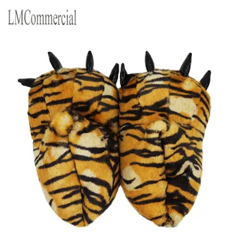 Patalpų Šlepetės Šiltos žiemos namų šlepetės / batai bear paw leopard letena Pliušinis maišelį su medvilnės šlepetės (tiger)