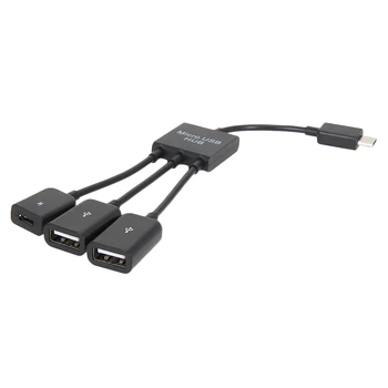 Aukštos Kokybės 3 1. Vyrų ir Moterų Dual Mikro USB 2.0 OTG Host Hub Adapterio Kabeliu, Skirta 