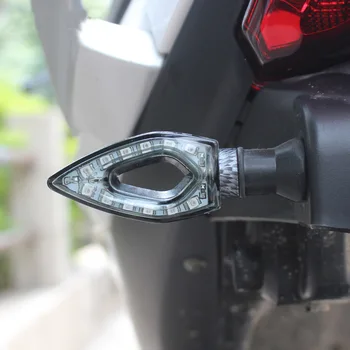 Motociklas Motociklo 12 LED Posūkio Signalo Lemputės Rodyklių Formos lemputė Indikatorių Lempos Flasher Variklis Veikia Šviesos Gintaro