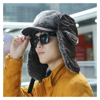 Mados Žiemos Skrybėlę Korėjos Moterų, Vyrų Žiemos Trapper Hat Unisex Šalto Žiemos Vėjo Skydelis Bžūp Raudona Juoda Ruda Earflap Bombonešis Skrybėlę