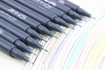 10 vnt./Daug Spalvų piešimo rašiklis plonų linijų dizainą 0.38 mm vandens spalvų rašikliai Mikronų stylo Kanceliarinės prekės mokyklinės prekės, F954