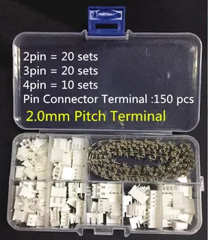 50 rinkiniai Rinkinio dėžutė 2p 3p 4 pin 2.0 mm Žingsnio Terminalas / Būsto / Pin Kolektoriaus Jungties Laido Jungtis Adapteris XH2P Rinkiniai