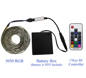 5050 LED Juosta 5V TV apšvietimas RGB Juoda PCB IP20 / IP65 Vandeniui Dekoratyvinės Šviesos lempos su RF contrllor 5V 4*AA Baterijos