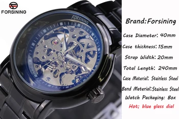 Mada Sporto Mechaninis Skeleton Laikrodis Vyrams, Prabangos Prekės Automatinis laikrodis Karinės Žiūrėti Photochromic stiklas Nerūdijančio plieno dirželis