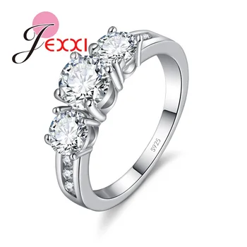 JEXXI Kubinių Zirconia Engagement Ring Crystal Vestuviniai Žiedai, Sidabro Spalvos, Žiedai, Papuošalai Moterims, Karšto Anillos Anel