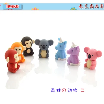 Iwako gyvūnų beždžionė gumos laukinių gyvūnų gumos 3d stiliaus gumos vaikų dovanų