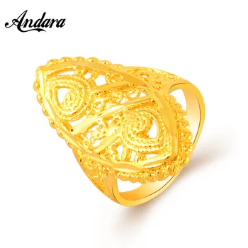 Andara Dubajaus Aukso Žiedas 24K Aukso Spalvos Sužadėtuvių Moterys Vyrai Piršto Žiedą ir Etiopijos / Afrikos/ Nigerijos Dizaino JR054