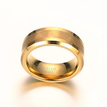 Vyrai Kokybės Vestuvių Juostoje Aukso Spalvos Volframo Žiedas 8mm Pločio Didelis Dydis Vestuvės Vestuvinis Žiedas Vyrams