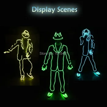 Naujausias scenografijos Neon Led Juostelės Michael Jackson Šokių Kostiumas Žėrintis EL Kabelio Virvę Fashion TV Šou Akimirka Kostiumas su Pavara