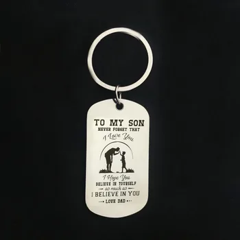 CAXYBB Naujas Dog Tag pultelio Mano Sūnus yra Tėvo-Sūnaus Nerūdijančio Plieno Nameplated raktų žiedas Šuo Žymeklį, Laikykite Meilės Dovana Sūnui