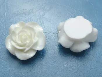 20 Baltos Cabochons Rožių Gėlių Flatback Dervos 20mm(3/4