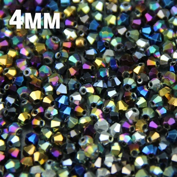 JHNBY 4mm 100vnt Bicone Austrijos kristalai prarasti karoliukai kamuolys tiekimo paviršiaus spalvos danga ,apyrankės karoliai, Papuošalai Priėmimo 