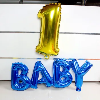KARŠTO baby shower Skaičius Folija Balionai Baby 1-asis Gimtadienis laišką ballon gimtadienio dekoracijas vaikų šalis tiekia oro globos