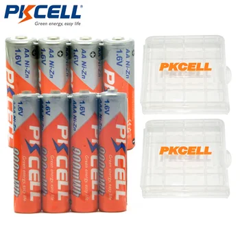 PKCELL NIZN 1.6 V 4Pcs AA 2500MWH Baterijas+4Pcs 900MWH AAA Akumuliatorius Bateria Baterias su 2 Baterijos Paspaudę Atveju Langelis