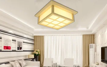 Modernios Kvadrato Paviršius sumontuotas ĄŽUOLO Medienos PVC lamparas de techo namų mediniai led lubų šviestuvas šviestuvas gyvenimo kambario, miegamasis
