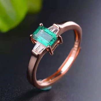 Elegantiškas smaragdas žiedas paprastas dizainas kietas 925 sidabro smaragdas žiedas 4mm*6mm gamtos smaragdas papuošalai romantiška valentino dienos dovanų