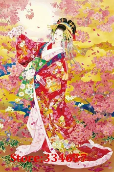 Japonijos Ponios kimono Tapybos Kryželiu Rinkiniai Žmonių Amatų 14CT), jei panaudoto nemarginto Už Siuvinėtų Rankų darbo Meno DMC Sienos, Namų Dekoro