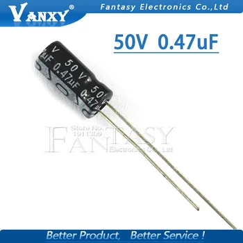 50PCS Higt kokybės 50V0.47UF 5*11mm būti 0,47 UF 50V 5*11 Elektrolitinius kondensatorius