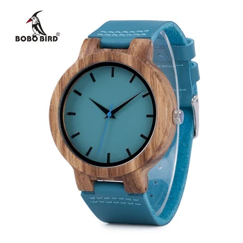 BOBO PAUKŠČIŲ Vyrų Juodmedžio Medienos Laikrodžiai Laikrodis Paprastas Mėlynas Dizainas Vyrų Top Brand Rankiniai Laikrodžiai