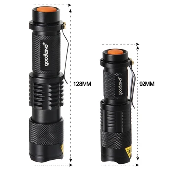 Goodland Led Žibintuvėlis Zoomable Taktinis Žibintuvėlis 3-Mode-Led Žibintuvėlis, Nešiojamas Mini Penlight Lanterna 18650/14500 Baterija