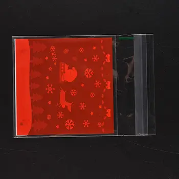 100VNT/DAUG Animacinių filmų Raudona Kalėdų Spausdinti Slapukus Maišelį Skaidri lipnios Paketas Krepšys Maisto Torto Kepimo Dovanų Pakavimo Krepšiai